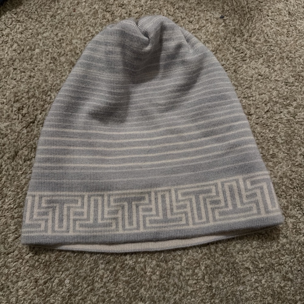 Tory Burch Striped Beanie with Geometric Pattern
